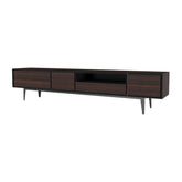 Front view of the Harper TV Unit showcasing its iron gray painted body and warm wood tones from the eucalyptus veneer.